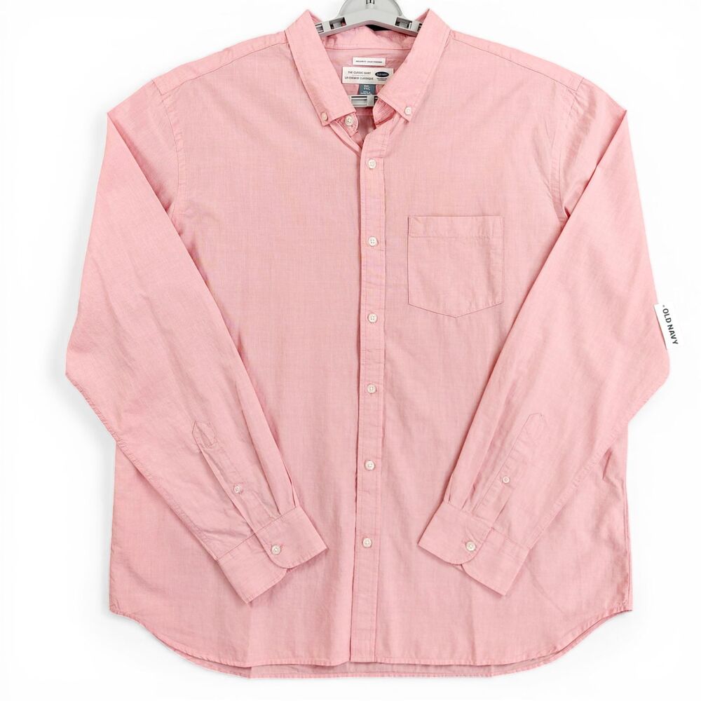Old Navy The Classic Shirt Men’s XXL Pink Button Front Long Sleeve Casual Oxford